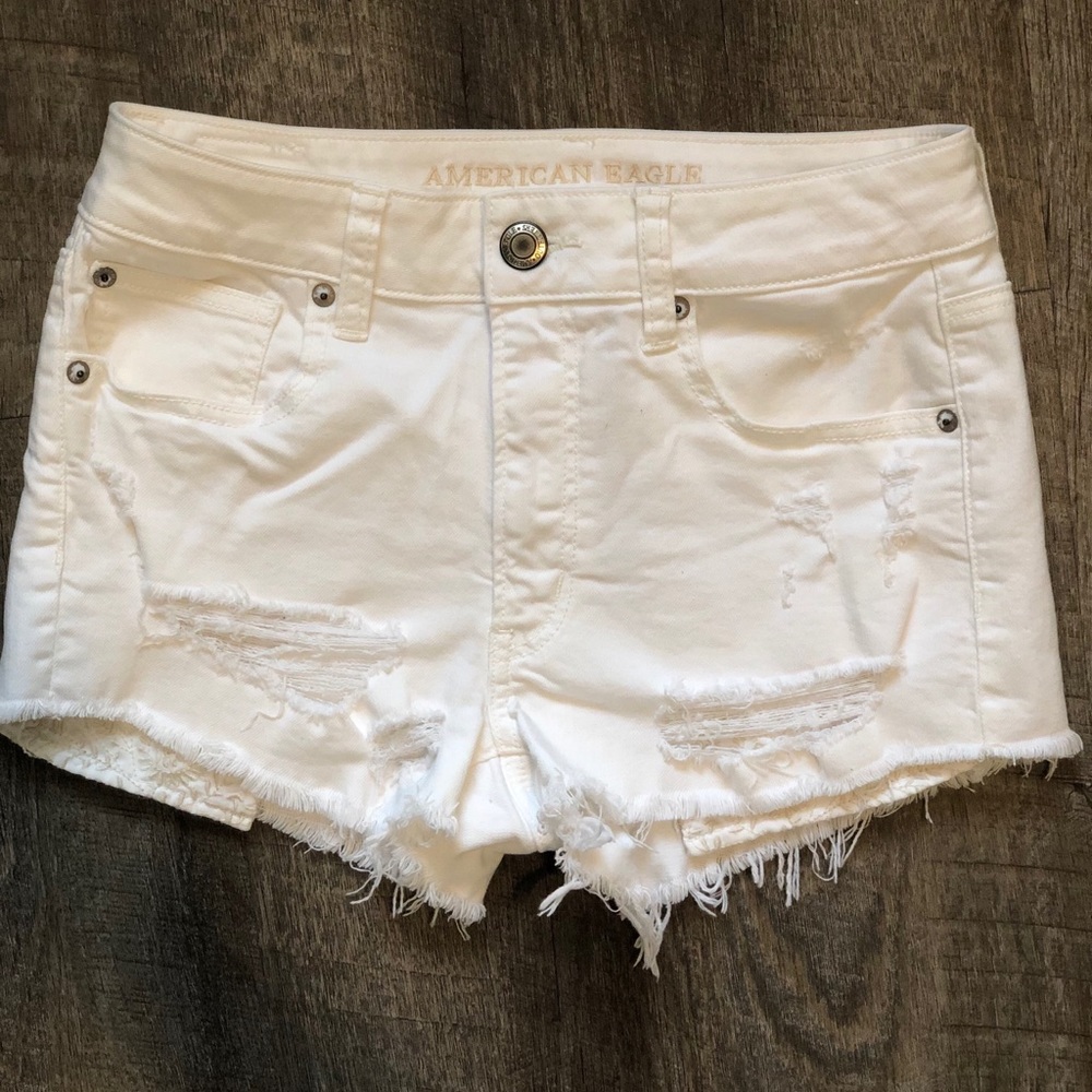 American eagle white denim shorts